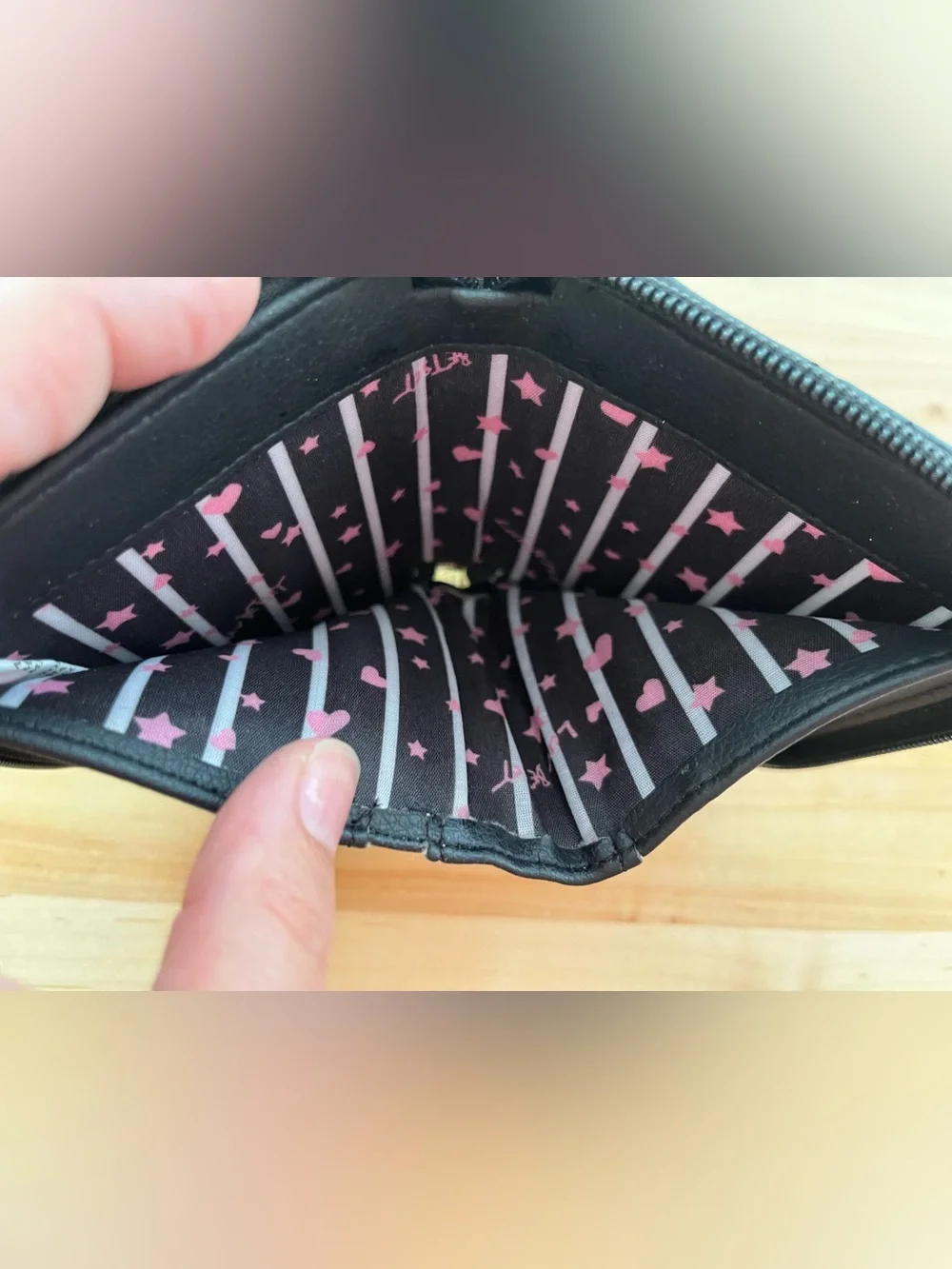 Luv Betsey by Betsey Johnson black quilted zip-around card holder wallet